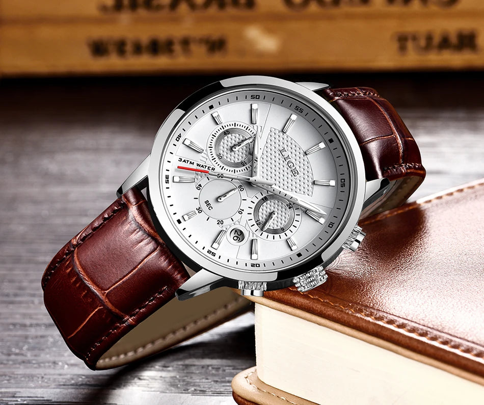LIGE 2023 Watch Men Fashion Sports Quartz Clocks Mens Watches Top Brand Leather Military Waterproof Date Watch Relogio Masculino