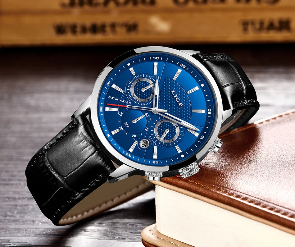 LIGE 2023 Watch Men Fashion Sports Quartz Clocks Mens Watches Top Brand Leather Military Waterproof Date Watch Relogio Masculino