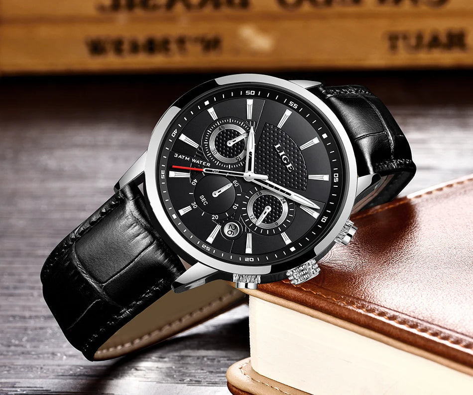 LIGE 2023 Watch Men Fashion Sports Quartz Clocks Mens Watches Top Brand Leather Military Waterproof Date Watch Relogio Masculino