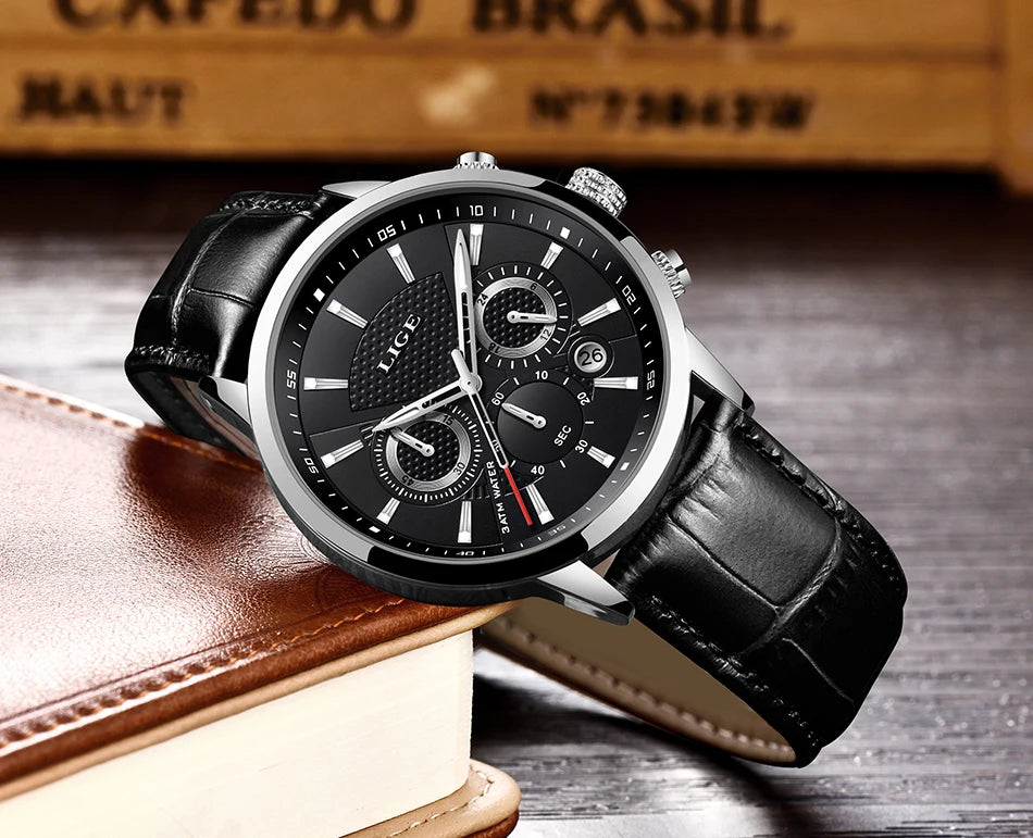 LIGE 2023 Watch Men Fashion Sports Quartz Clocks Mens Watches Top Brand Leather Military Waterproof Date Watch Relogio Masculino
