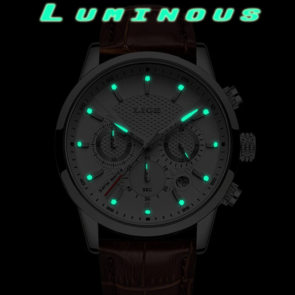LIGE 2023 Watch Men Fashion Sports Quartz Clocks Mens Watches Top Brand Leather Military Waterproof Date Watch Relogio Masculino