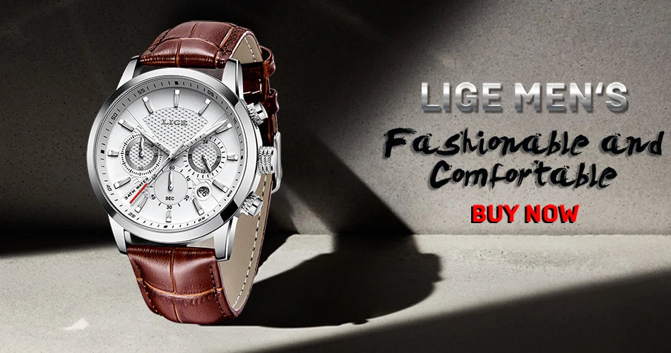 LIGE 2023 Watch Men Fashion Sports Quartz Clocks Mens Watches Top Brand Leather Military Waterproof Date Watch Relogio Masculino