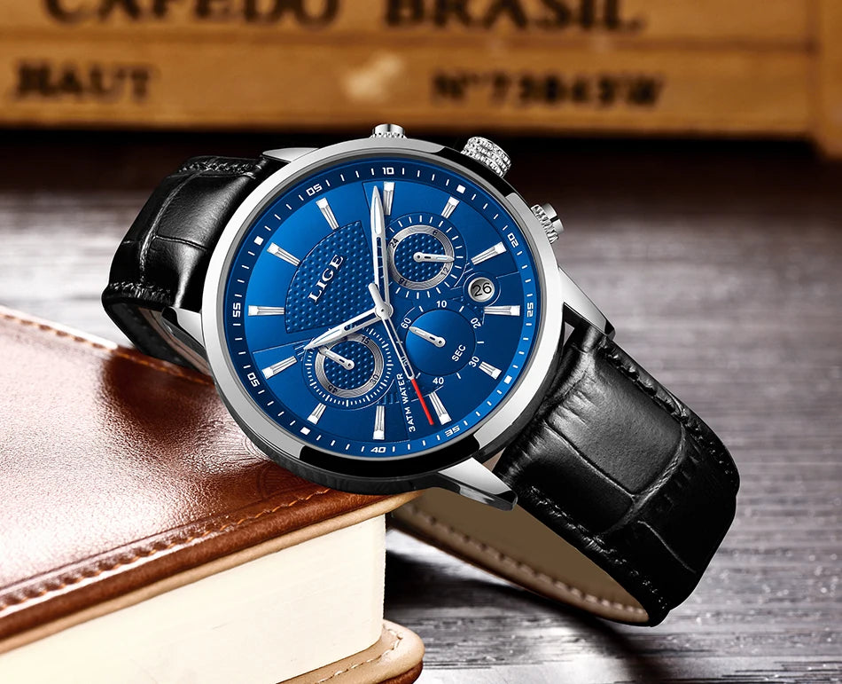 LIGE 2023 Watch Men Fashion Sports Quartz Clocks Mens Watches Top Brand Leather Military Waterproof Date Watch Relogio Masculino