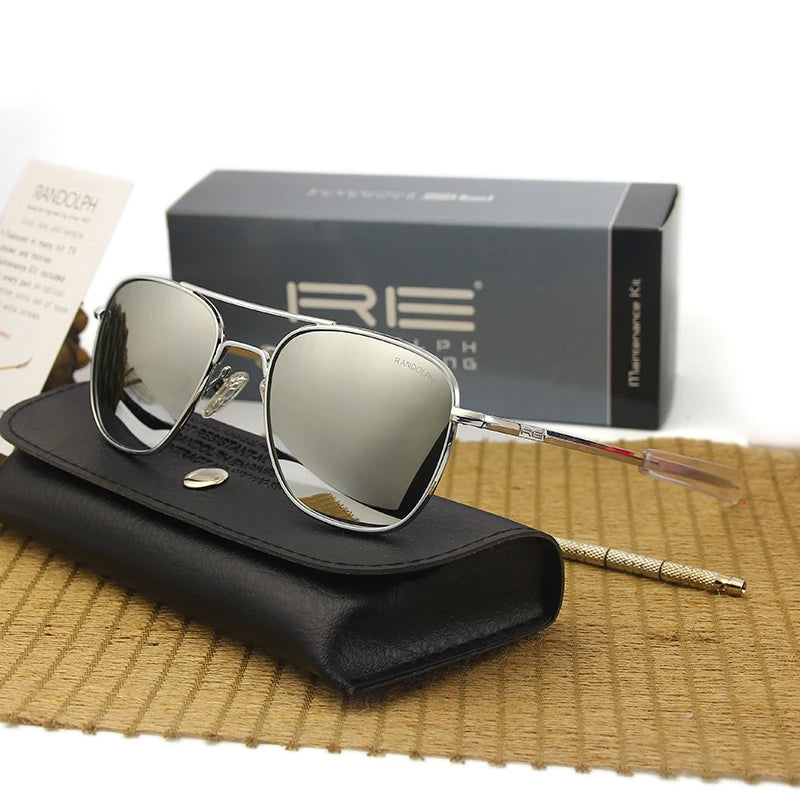 RE Sunglasses Man American Army Military Aviation Pilot Sun Glasses Glass Lens Woman Luxury Brand Vintage Metal Titanium Frame