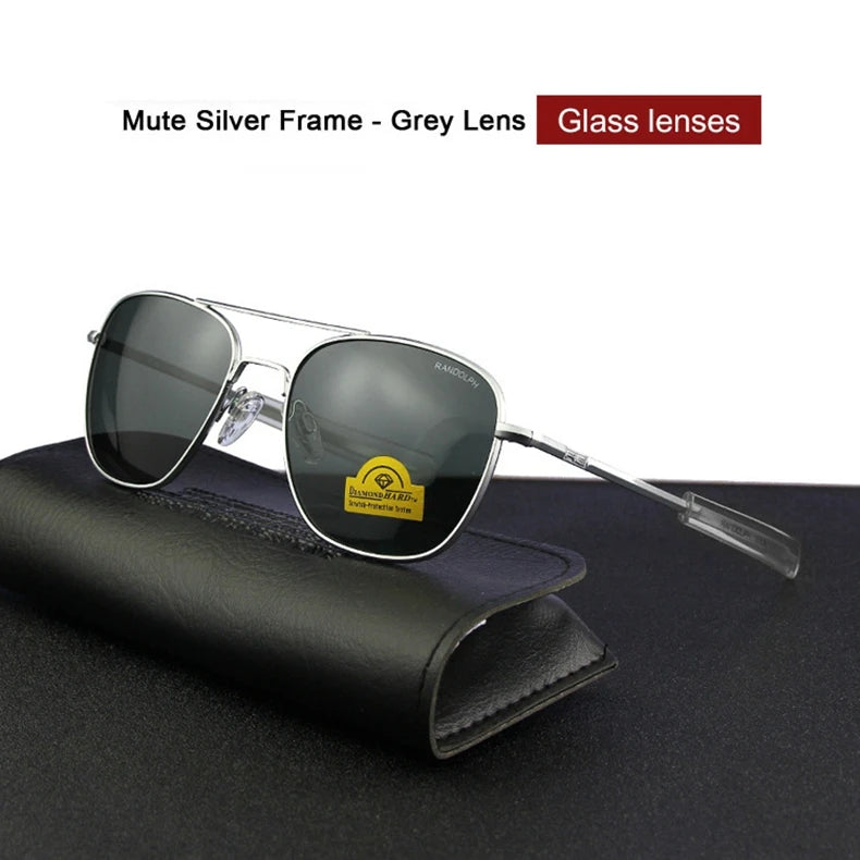 RE Sunglasses Man American Army Military Aviation Pilot Sun Glasses Glass Lens Woman Luxury Brand Vintage Metal Titanium Frame