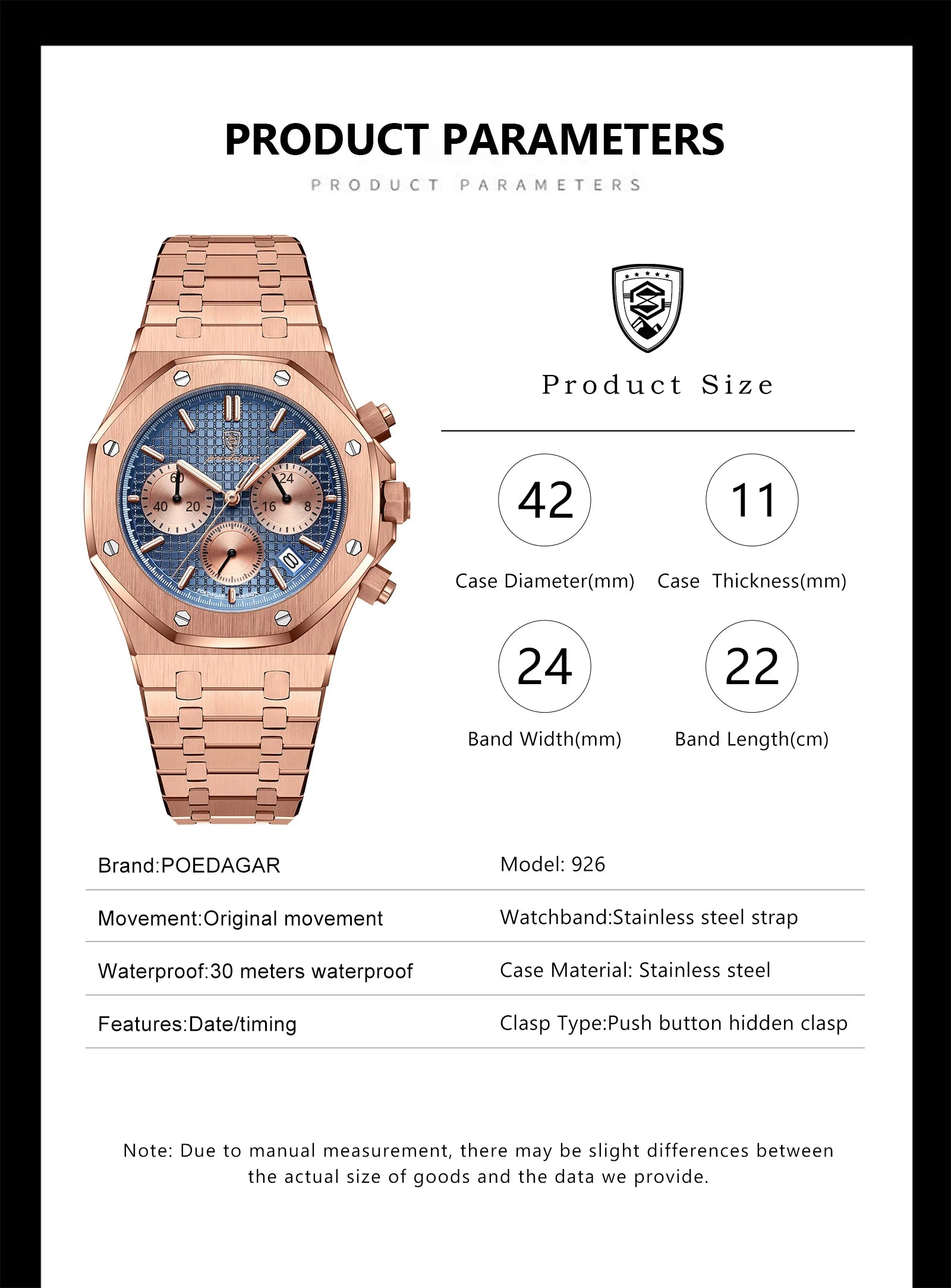 POEDAGAR Luxury Men's Watches Stainless Steel Date Chronograph Male Watch Waterproof Luminous Military Quartz Wristwatch For Men