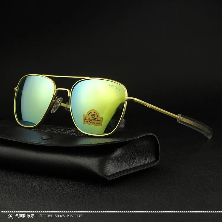 RE Sunglasses Man American Army Military Aviation Pilot Sun Glasses Glass Lens Woman Luxury Brand Vintage Metal Titanium Frame