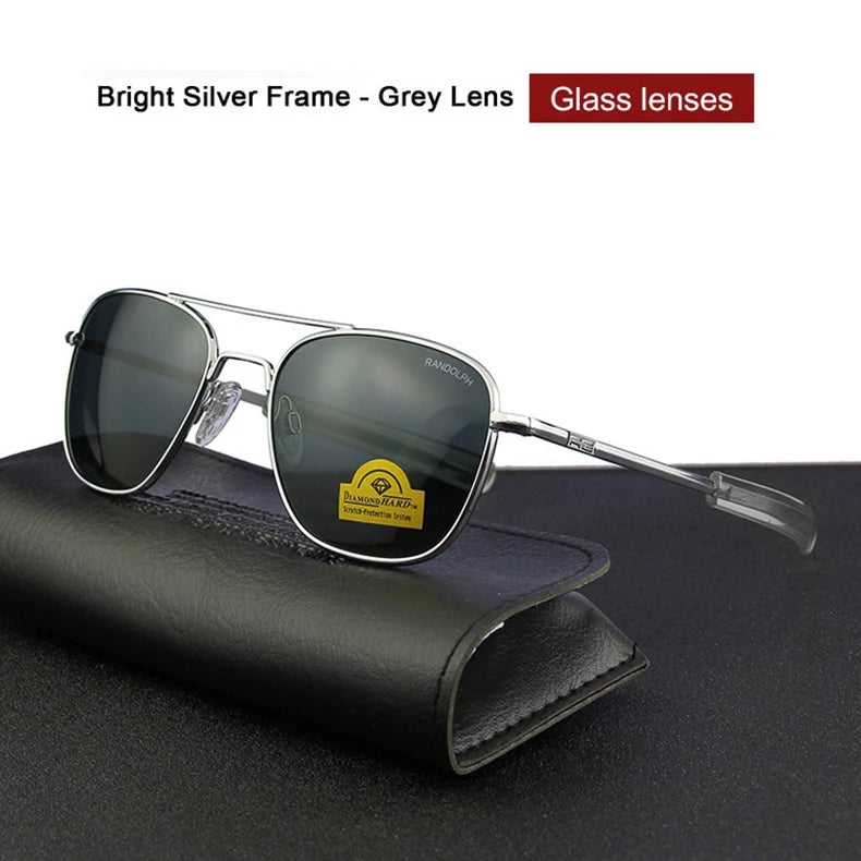 RE Sunglasses Man American Army Military Aviation Pilot Sun Glasses Glass Lens Woman Luxury Brand Vintage Metal Titanium Frame
