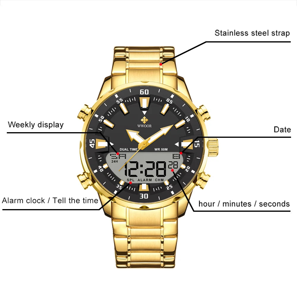 New Luxury Digital Watch For Men Sports Big Watches LED Quartz Wristwatch Waterproof Male Clock Military Relogio Masculino
