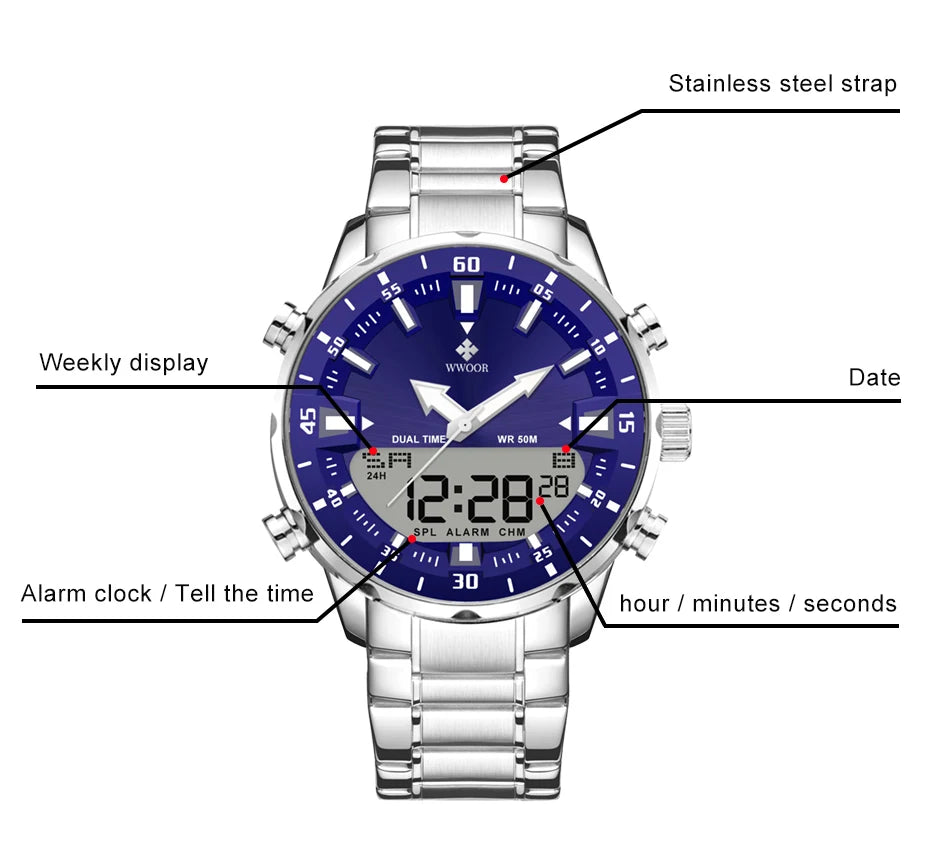 New Luxury Digital Watch For Men Sports Big Watches LED Quartz Wristwatch Waterproof Male Clock Military Relogio Masculino