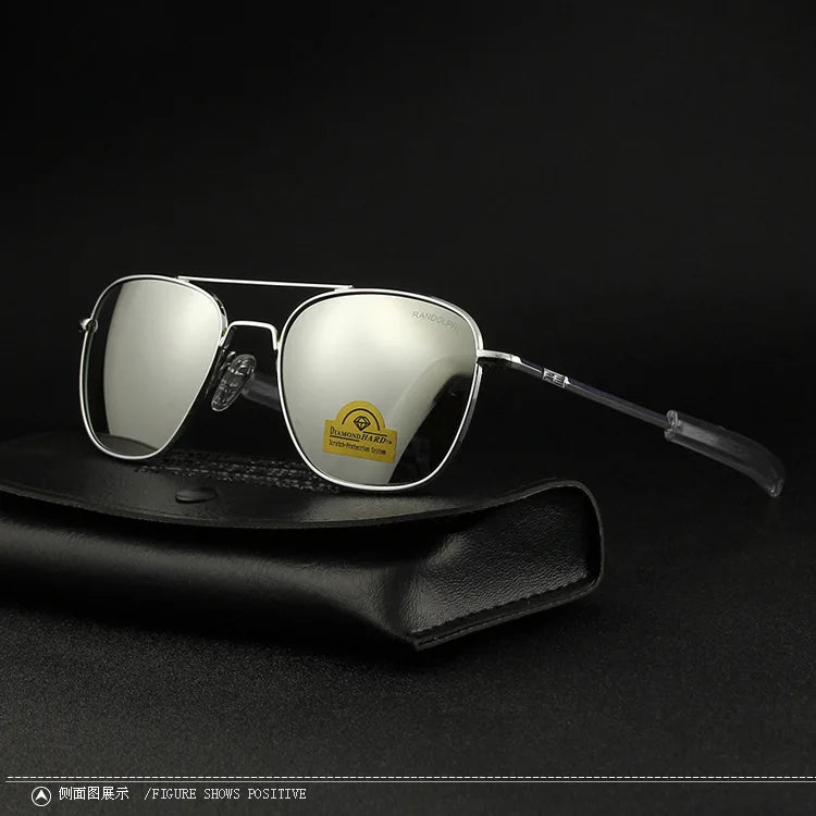 RE Sunglasses Man American Army Military Aviation Pilot Sun Glasses Glass Lens Woman Luxury Brand Vintage Metal Titanium Frame