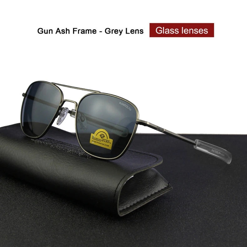 RE Sunglasses Man American Army Military Aviation Pilot Sun Glasses Glass Lens Woman Luxury Brand Vintage Metal Titanium Frame