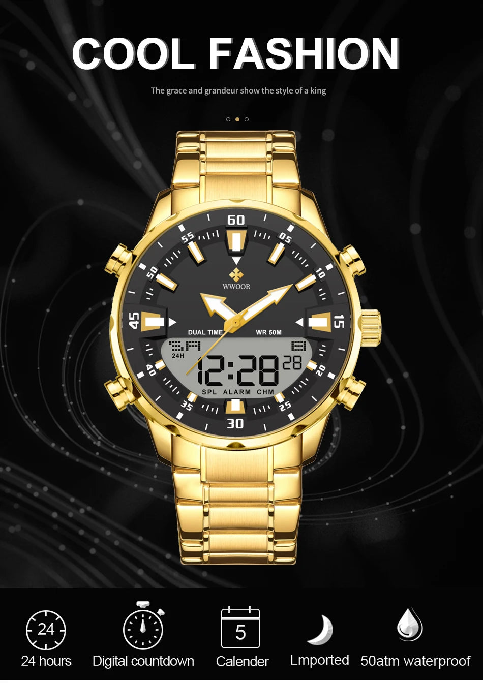New Luxury Digital Watch For Men Sports Big Watches LED Quartz Wristwatch Waterproof Male Clock Military Relogio Masculino