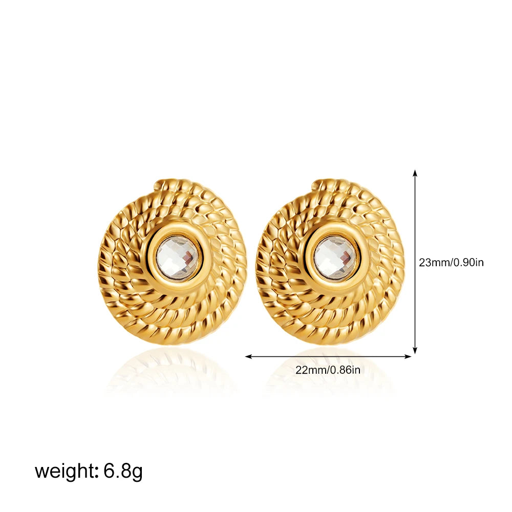 Fashion Glossy Three-Layer Textured Intersecting Knot Earrings for Women Gold Color Stainless Steel Earring Vintage Jewelry Gift