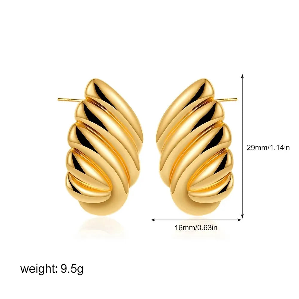 Fashion Glossy Three-Layer Textured Intersecting Knot Earrings for Women Gold Color Stainless Steel Earring Vintage Jewelry Gift