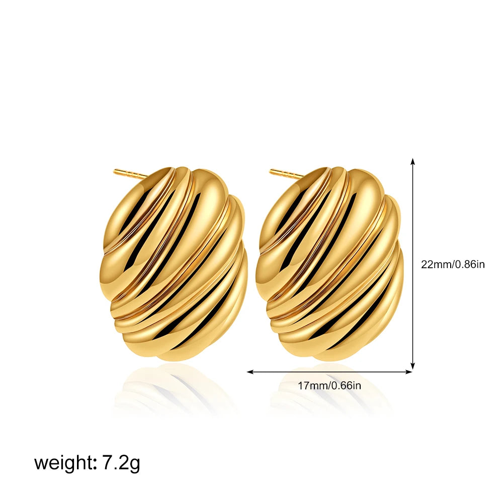 Fashion Glossy Three-Layer Textured Intersecting Knot Earrings for Women Gold Color Stainless Steel Earring Vintage Jewelry Gift