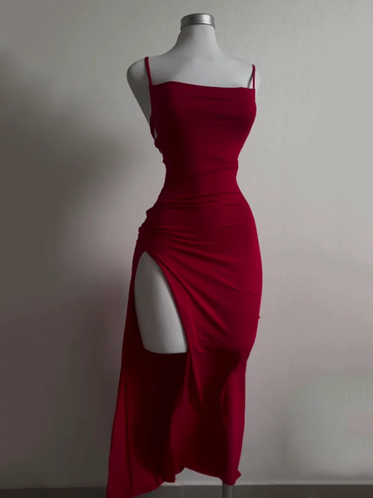 explosive new dress summer high sensibility halter strap Spice Girl bag hip dress