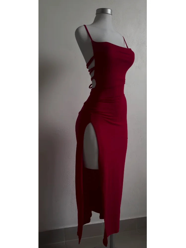 explosive new dress summer high sensibility halter strap Spice Girl bag hip dress
