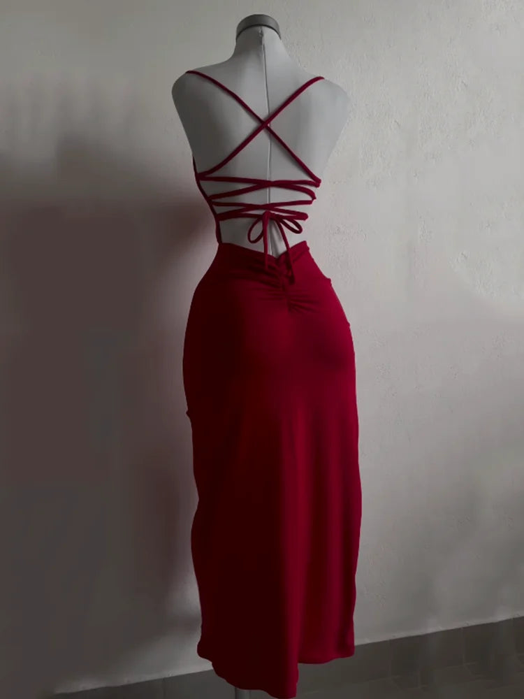 explosive new dress summer high sensibility halter strap Spice Girl bag hip dress