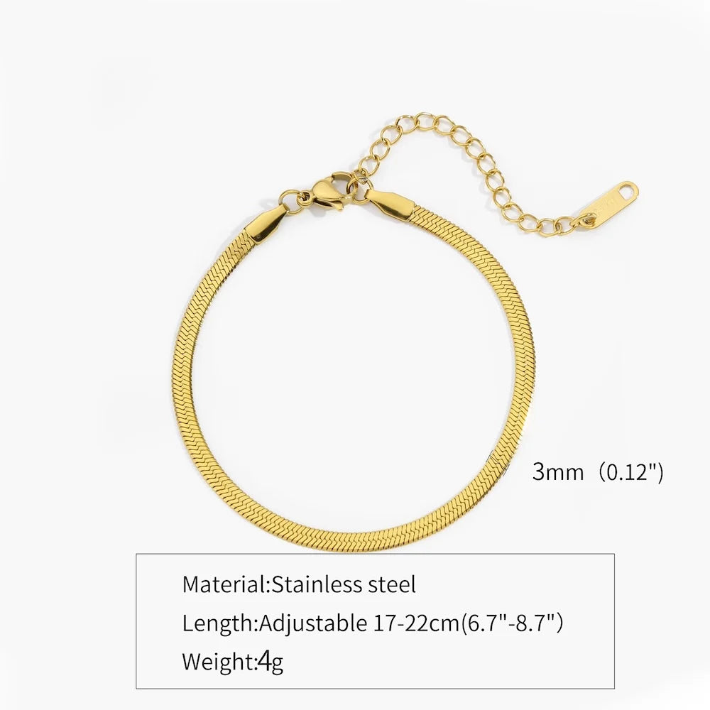 3mm Stainless Steel Snake Chain Anklet Simple Titanium Steel Women Anklet Fashion Trendy Jewelry Gift Summer Beach Accessories
