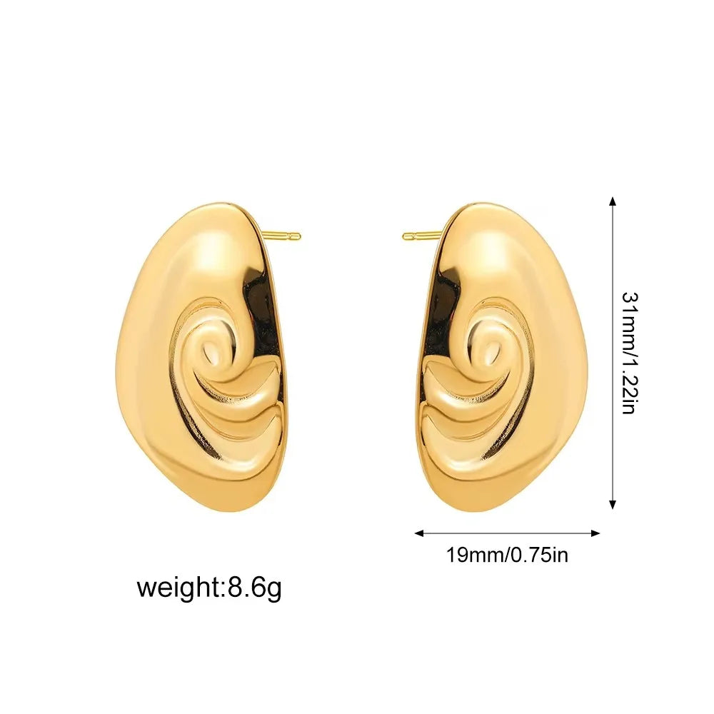 Fashion Glossy Three-Layer Textured Intersecting Knot Earrings for Women Gold Color Stainless Steel Earring Vintage Jewelry Gift
