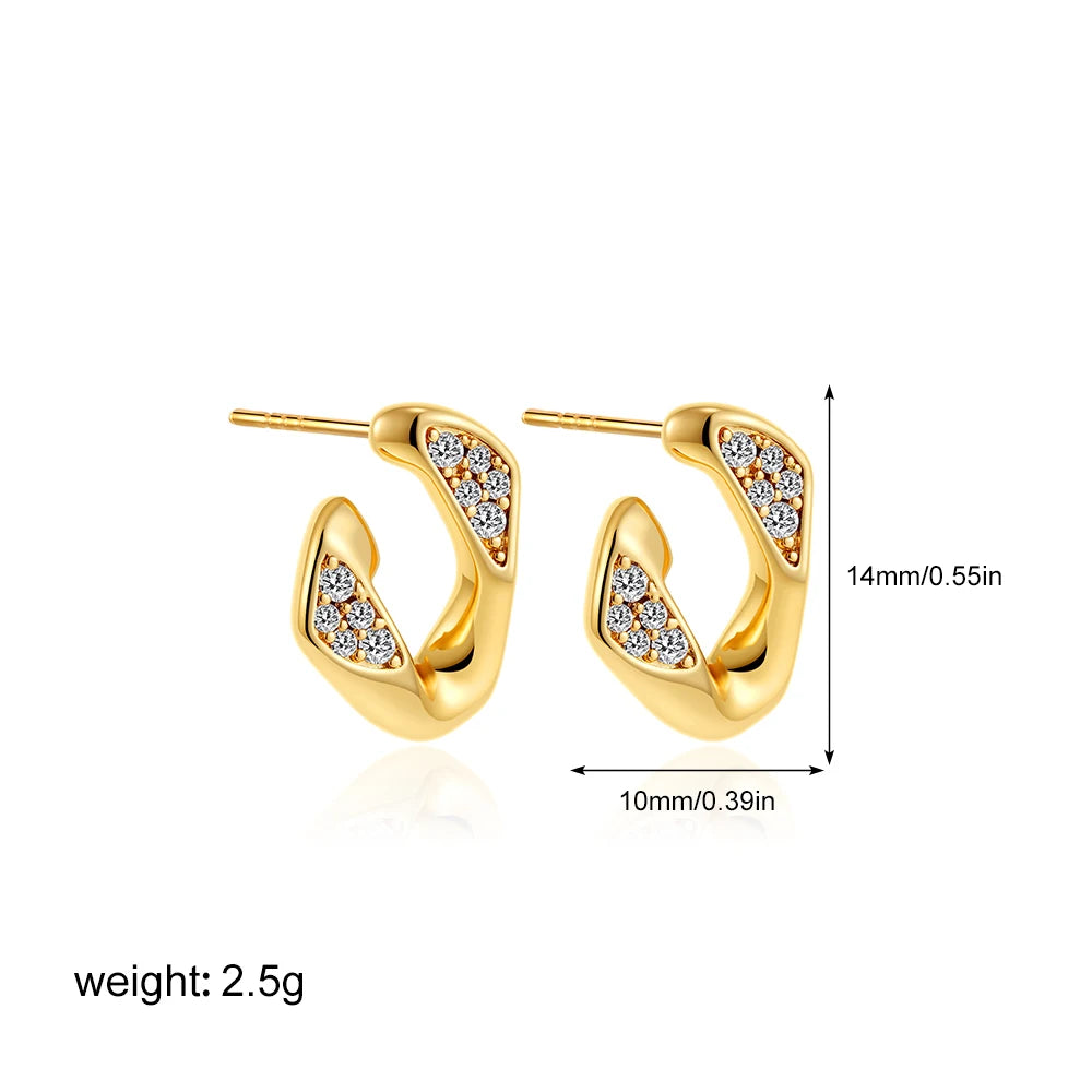 Fashion Glossy Three-Layer Textured Intersecting Knot Earrings for Women Gold Color Stainless Steel Earring Vintage Jewelry Gift