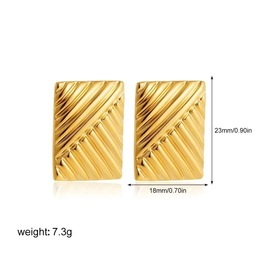 Fashion Glossy Three-Layer Textured Intersecting Knot Earrings for Women Gold Color Stainless Steel Earring Vintage Jewelry Gift