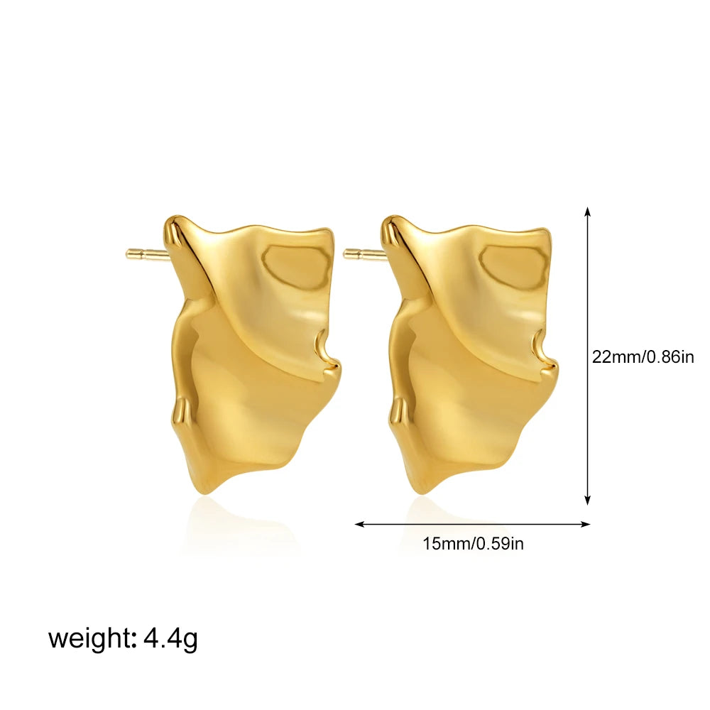 Fashion Glossy Three-Layer Textured Intersecting Knot Earrings for Women Gold Color Stainless Steel Earring Vintage Jewelry Gift