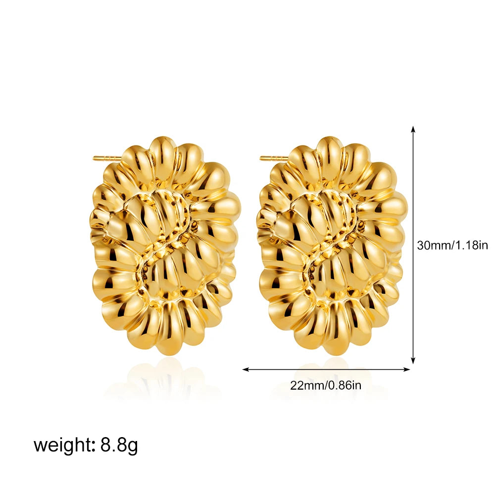 Fashion Glossy Three-Layer Textured Intersecting Knot Earrings for Women Gold Color Stainless Steel Earring Vintage Jewelry Gift