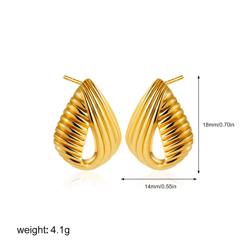 Fashion Glossy Three-Layer Textured Intersecting Knot Earrings for Women Gold Color Stainless Steel Earring Vintage Jewelry Gift