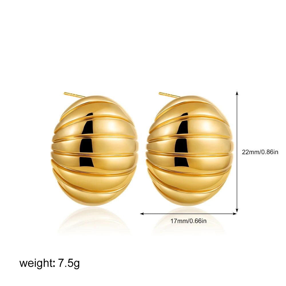 Fashion Glossy Three-Layer Textured Intersecting Knot Earrings for Women Gold Color Stainless Steel Earring Vintage Jewelry Gift
