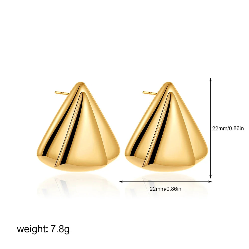 Fashion Glossy Three-Layer Textured Intersecting Knot Earrings for Women Gold Color Stainless Steel Earring Vintage Jewelry Gift