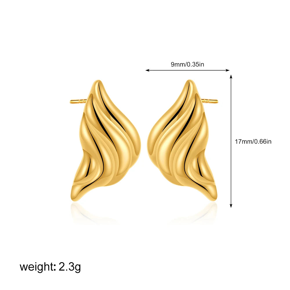 Fashion Glossy Three-Layer Textured Intersecting Knot Earrings for Women Gold Color Stainless Steel Earring Vintage Jewelry Gift