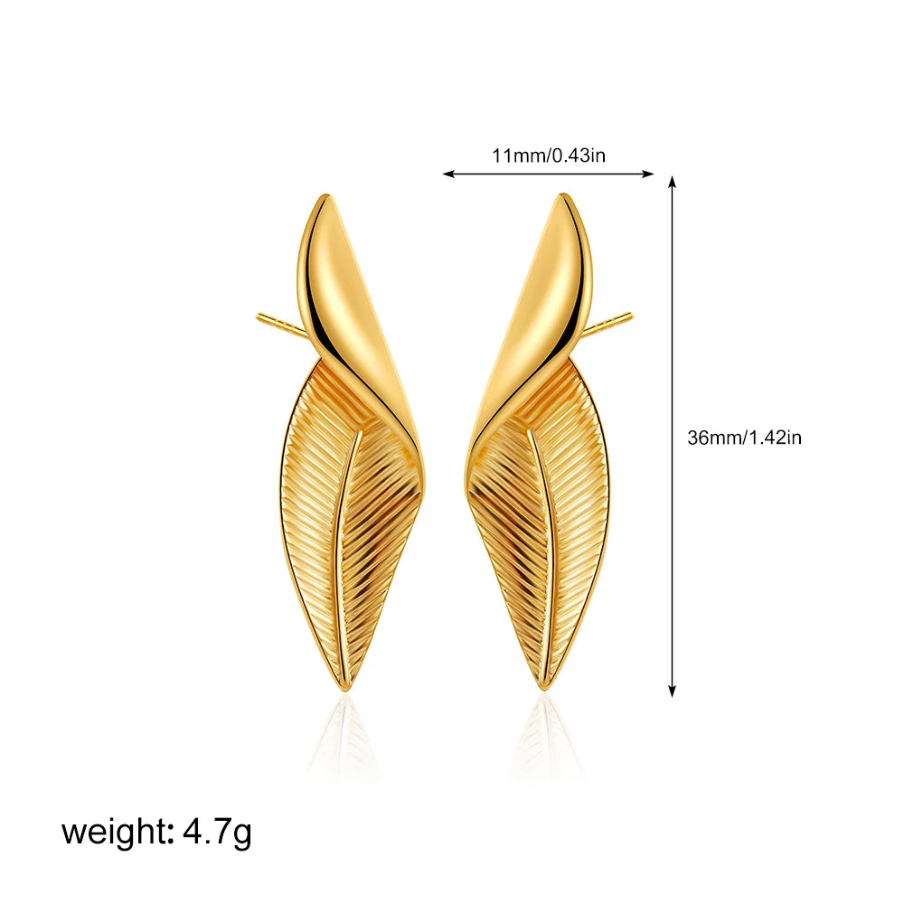 Fashion Glossy Three-Layer Textured Intersecting Knot Earrings for Women Gold Color Stainless Steel Earring Vintage Jewelry Gift