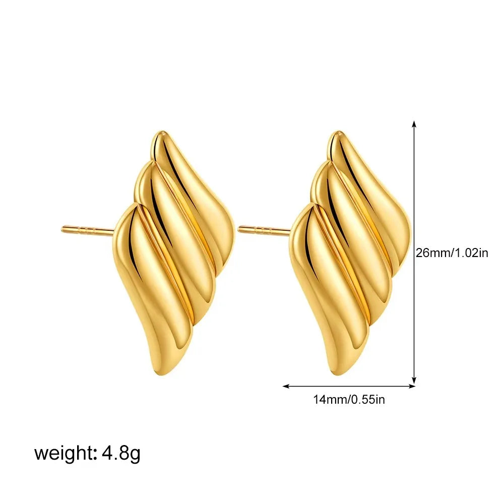 Fashion Glossy Three-Layer Textured Intersecting Knot Earrings for Women Gold Color Stainless Steel Earring Vintage Jewelry Gift